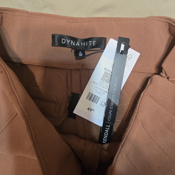 Womens Dynamite Kendall Slim Carob Brown Pants - Picture 4 of 9